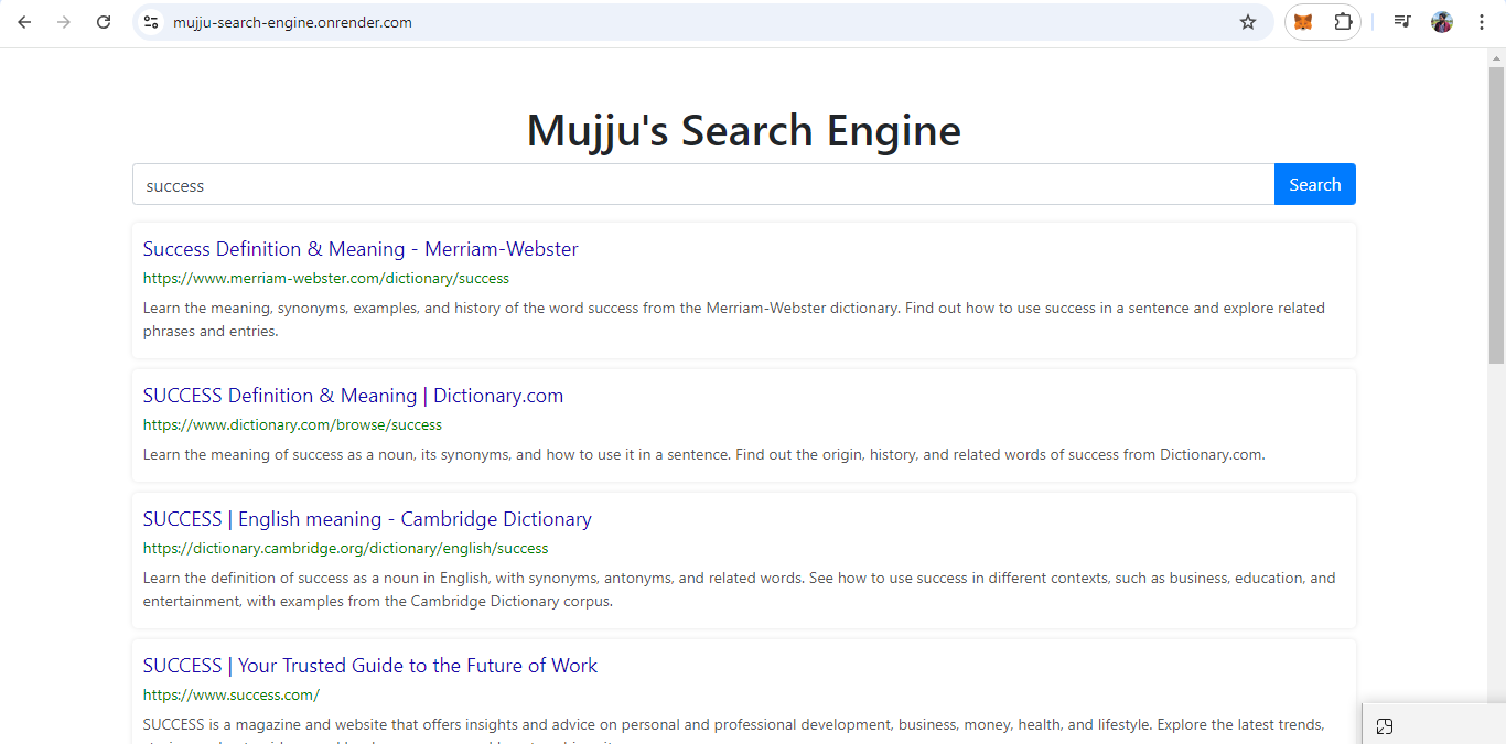 Mujju's Search Engine